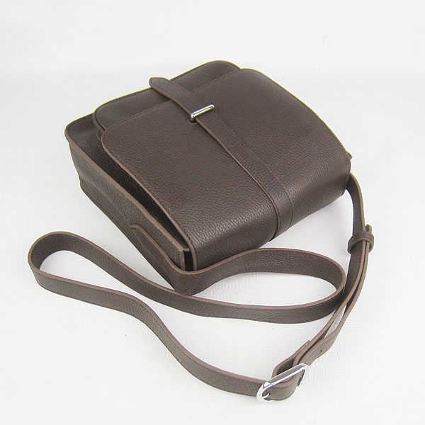 7A Hermes Togo Leather Messenger Bag Dark Coffee h2811 Replica - Click Image to Close